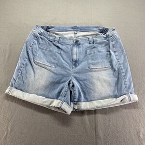 J. Jill Shorts Womens 38W Blue Denim High Rise Stretch Bermuda Jean Preppy‎